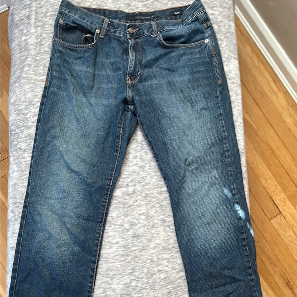 Calvin Klein Blue Straight Jeans with Faded Details